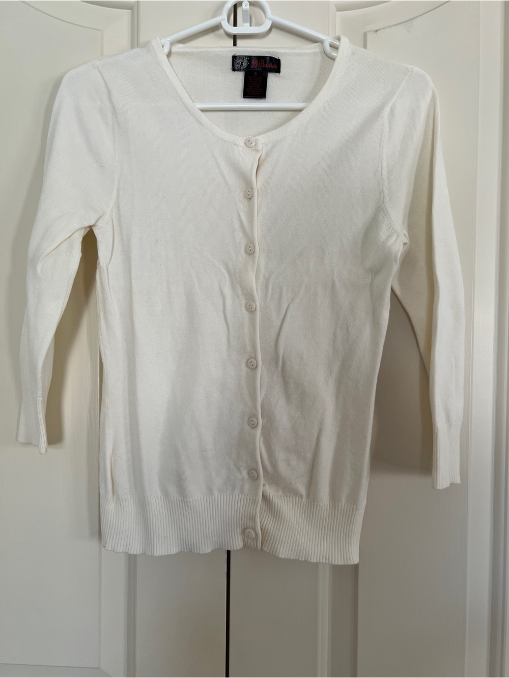 JJ Basics Cream Button-Front Lightweight Sweater